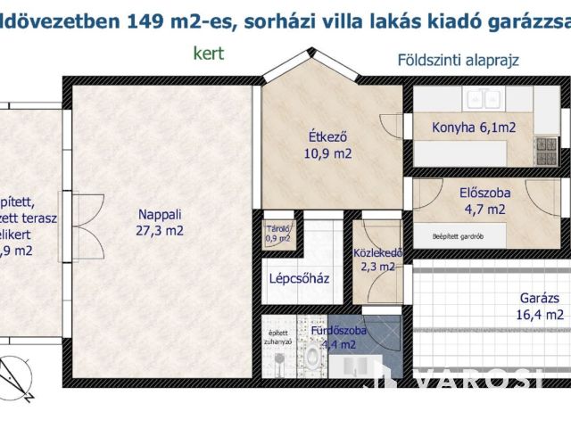 Budai zöldövezetben 149 m2-es sorházi, kertes villa lakás